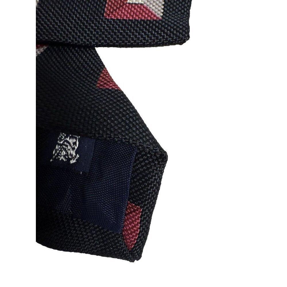 VTG Burberry London Mens Tie 3D Black Geometric 100% Silk Tie - Picture 3 of 9